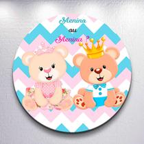 Painel p/ Festa Chá Revelação Redondo Capa Sublimada Tamanhos Grande e Mini Decoração Diversa