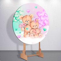 Painel p/ Festa Chá Revelação Redondo Capa Sublimada Tamanhos Grande e Mini Decoração Diversa