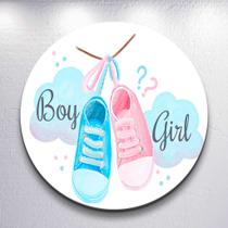 Painel p/ Festa Chá Revelação Redondo Capa Sublimada Tamanhos Grande e Mini Decoração Diversa