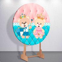 Painel p/ Festa Chá Revelação Redondo Capa Sublimada Tamanhos Grande e Mini Decoração Diversa Painel p/ Festa Chá Revelação Redondo Capa Sublimada Tamanhos Grande e Mini Decoração Diversa