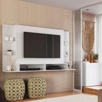 Painel Para 60 Polegadas Com Prateleiras Vidro E Aparador 2 Portas Multimóveis Mp1099 Branco