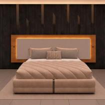 Painel Para Cama Box Casal Com Led Espanha Cinamomo/Off Painel Para Cama Box Casal Com Led Espanha Cinamomo/Off