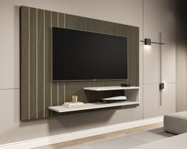 Painel Para Sala De Estar Suspenso de Parede Para TV Até 50 Polegadas Com Prateleira Design Moderno MDF Veneza