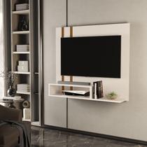 Painel Para Smart TV Pompéia 90x90cm Com Prateleira Para Aparelhos Off/Cedro