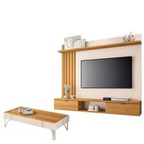 Painel Para Suspenso Lets Com Mesa De Centro Cadenza Cinamomo Off White Hb Móveis