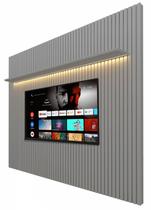 Painel para TV 2.3 Ripado com LED Nobre Cinza - Gelius Móveis Painel para TV 2.3 Ripado com LED Nobre Cinza - Gelius Móveis