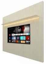 Painel para TV 2.3 Ripado com LED Nobre Off White - Gelius Móveis