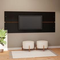 Painel para TV 220cm Preto Madeirado