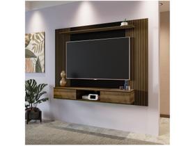 Painel para TV 3 Nichos 2 Prateleira Artely Nevada Pinho Ripado com Preto