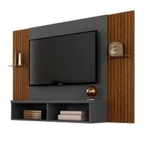 Painel Para Tv 39" Alasca Com Nichos Graf/fr Ripado - Móveis Arapongas - A Móveis Arapongas