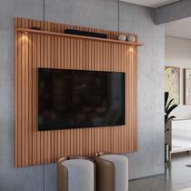 Painel Para TV 55 Polegadas 183x180cm River 1.83 Lukaliam Jequitiba Ripado 3D