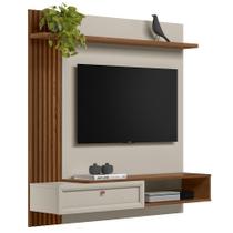 Painel Para TV 55 Polegadas Suspenso Ripado Jully L06 Freijó/Off White - Mpozenato