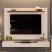 Painel Para TV 60 Pol com Bancada Suspensa 160cm Lewis D05 Off White Freijó - Lyam Decor