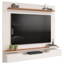Painel Para TV 60 Pol com Bancada Suspensa 160cm Lewis D05 Off White Freijó - Lyam Decor Painel Para TV 60 Pol com Bancada Suspensa 160cm Lewis D05 Off White Freijó - Lyam Decor