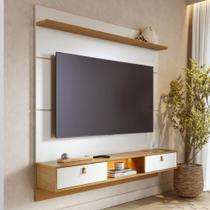 Painel Para TV 60 Pol com Bancada Suspensa 160cm Turquia C04 Off White Matte Freijó - Lyam Decor Painel Para TV 60 Pol com Bancada Suspensa 160cm Turquia C04 Off White Matte Freijó - Lyam Decor