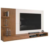 Painel Para Tv 60 Pol Com Bancada Suspensa 190cm Elion D05 Freijó Off White - Lyam Decor Painel Para Tv 60 Pol Com Bancada Suspensa 190cm Elion D05 Freijó Off White - Lyam Decor