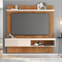 Painel para TV 65" 180CM Ripado Luana Freijó e Off White D'Rossi Painel para TV 65" 180CM Ripado Luana Freijó e Off White D'Rossi