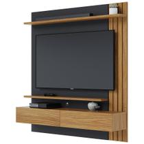 Painel Para TV 65 Pol com Bancada Suspensa 150cm Will C04 Noce Milano Preto Fosco - Lyam Decor