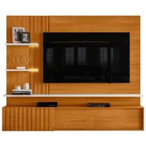 Painel Para Tv 65 Pol Com Bancada Suspensa Led Argos M07 Cinamomo Off White - Lyam Decor Painel Para Tv 65 Pol Com Bancada Suspensa Led Argos M07 Cinamomo Off White - Lyam Decor
