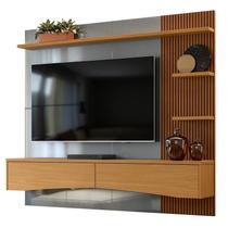 Painel Para TV 65 Polegadas 180cm Europa Lukaliam Cinza/Tauari Ripado 3D
