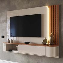 Painel Para TV 65" Ripado Com LED 183cm Alvorada Lukaliam Off White/Jequitiba Painel Para TV 65" Ripado Com LED 183cm Alvorada Lukaliam Off White/Jequitiba