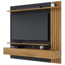 Painel Para TV 70 Pol com Bancada Suspensa 180cm Will C04 Noce Milano Preto Fosco - Lyam Decor Painel Para TV 70 Pol com Bancada Suspensa 180cm Will C04 Noce Milano Preto Fosco - Lyam Decor