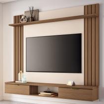 Painel Para TV 70 Pol com Bancada Suspensa Soleil B01 Castanho Off White - Lyam Decor