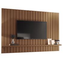 Painel Para Tv 70 Pol Ripado 200cm Conect B01 Castanho - Lyam Decor Painel Para Tv 70 Pol Ripado 200cm Conect B01 Castanho - Lyam Decor
