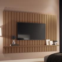 Painel Para TV 70 Pol Ripado 200cm Conect B01 Castanho - Lyam Decor Painel Para TV 70 Pol Ripado 200cm Conect B01 Castanho - Lyam Decor
