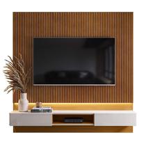 Painel Para TV 70 Polegadas 180cm Com LED Paris Lukaliam Tauari Ripado 3D/Off White Perolizado