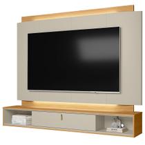 Painel Para TV 75 Pol Bancada Suspensa 200cm LED Benny L05 Tauari Off White Fosco - Lyam Decor Painel Para TV 75 Pol Bancada Suspensa 200cm LED Benny L05 Tauari Off White Fosco - Lyam Decor