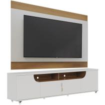 Painel para Tv 75 Pol Chile e Rack Bancada Sidney C05 Off White Matte/Freijó - Mpozenato