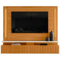 Painel Para Tv 75 Pol Com Bancada Suspensa Ripada Led Allen M07 Cinamomo Off White - Lyam Decor Painel Para Tv 75 Pol Com Bancada Suspensa Ripada Led Allen M07 Cinamomo Off White - Lyam Decor
