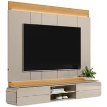 Painel Para TV 75 Pol Com Bancada Suspensa Suíça L05 Tauari Off White Brilho - Lyam Decor