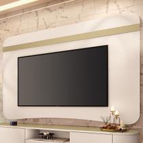 Painel Para TV 80 Pol Orgânico 200cm Ermione B01 Off White Champanhe - Lyam Decor Painel Para TV 80 Pol Orgânico 200cm Ermione B01 Off White Champanhe - Lyam Decor
