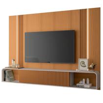 Painel para Tv 85 Pol Suspenso Canelado com Led Vivaz H01 Off White/Cinamomo - Mpozenato Painel para Tv 85 Pol Suspenso Canelado com Led Vivaz H01 Off White/Cinamomo - Mpozenato