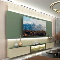 Painel para TV 85 Polegadas Soberano 3 Portas 100% Mdf com Led Off White/Verde - Gelius