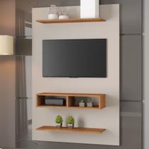 Painel para TV Até 42 Polegadas Isaac 2 Prateleiras 2 Nichos Off White/Mel - Viero Móveis Painel para TV Até 42 Polegadas Isaac 2 Prateleiras 2 Nichos Off White/Mel - Viero Móveis