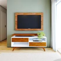 Painel para TV até 42 Polegadas Madeira Maciça 130cmx100cm Pés em Madeira Maciça Em