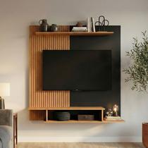 Painel para TV até 42 Polegadas Mônaco Ripado com Nichos Cor:RIPADO/PRETO