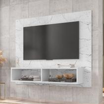 Painel Para Tv Até 43 Polegadas Largura 108 Cm Altura 90 Cm Com Nicho Pequeno Branco Estilo Marmore