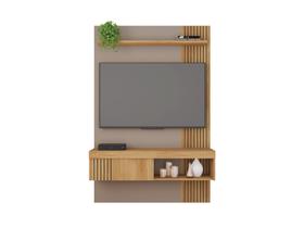 Painel Para Tv Até 45 Polegadas Ripado Moderno Sala Quarto Completo Rack Cor Fendi/buriti