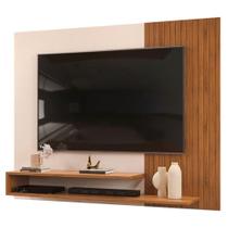 Painel Para Tv Até 50 Polegadas Detalhe Frisado Com Prateleiras Gael Madeirado/off White