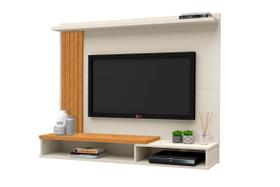 Painel Para TV até 52 Polegadas Intense Ripado com Prateleira Off White/Freijó - Móvebrinque