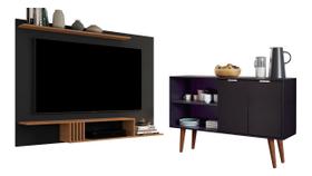 Painel para TV ate 55 + Buffet Balcão Retro 2 Portas Teso PT