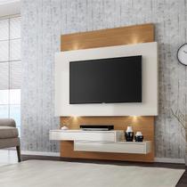 Painel para TV até 55" com LED 141 Cm 2 Gavetas 100% MDF Off White e Freijó Pradel - Pradel Móveis