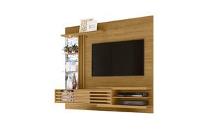 Painel Para TV Até 55 Frizz Supreme Cumaru Brilho com LED Espelhos e Portas Deslizantes Liberty Móveis