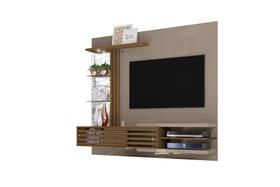 Painel Para TV Até 55 Frizz Supreme Fendi e Naturale Brilho com LED Espelhos e Portas Deslizantes Liberty Móveis Painel Para TV Até 55 Frizz Supreme Fendi e Naturale Brilho com LED Espelhos e Portas Deslizantes Liberty Móveis