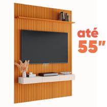 Painel para TV até 55 Polegadas 1,39x2,40m Ripado com Nicho Arbo Cedro/Off White EDN Painel para TV até 55 Polegadas 1,39x2,40m Ripado com Nicho Arbo Cedro/Off White EDN