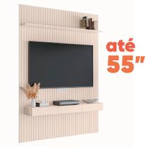 Painel para TV até 55 Polegadas 1,39x2,40m Ripado com Nicho Arbo Off White EDN Painel para TV até 55 Polegadas 1,39x2,40m Ripado com Nicho Arbo Off White EDN